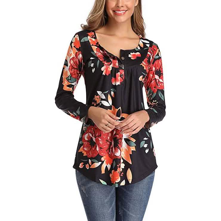 Women's Long Sleeve Flare Tunic Tops DailySale