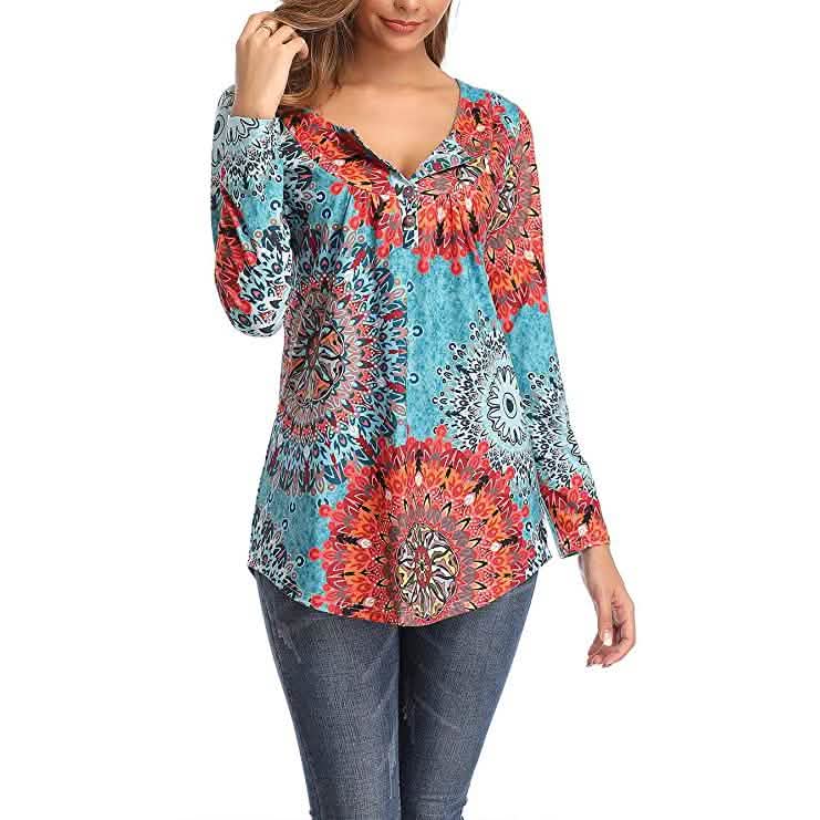 Women's Long Sleeve Flare Tunic Tops DailySale