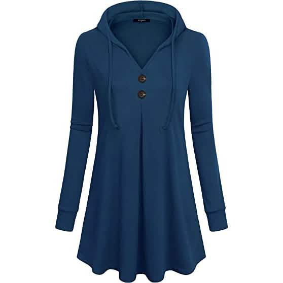 Women's Long Sleeve Hooded Tunic Tops DailySale