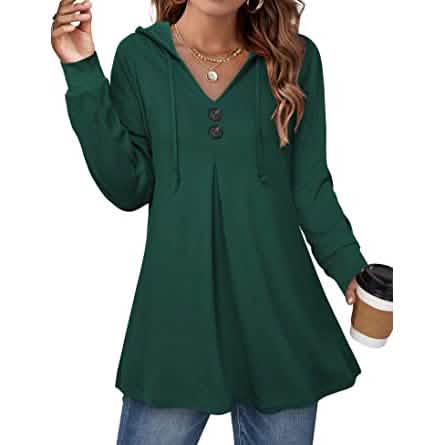 Women's Long Sleeve Hooded Tunic Tops DailySale