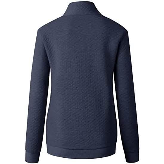 Women's Long Sleeve V Neck Button Quilted Patchwork Pullover Sweatshirt Tops DailySale