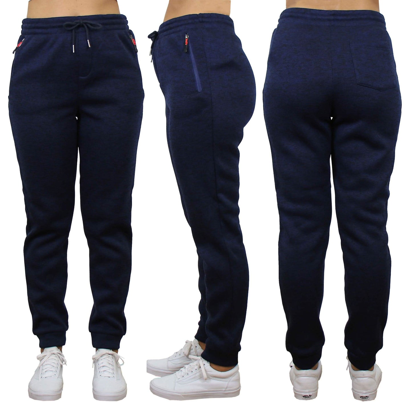 Women's Loose-Fit Marled Fleece Jogger Sweatpants With Zipper Pockets DailySale