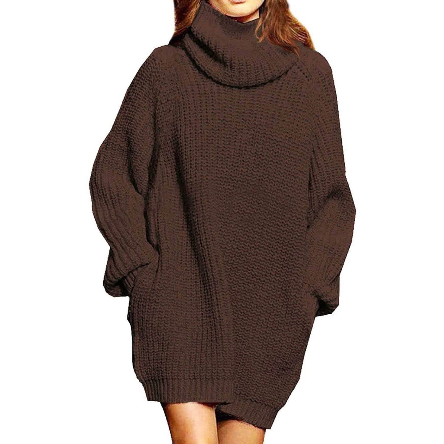 Women's Loose Turtleneck Oversize Long Pullover Sweater Dress DailySale