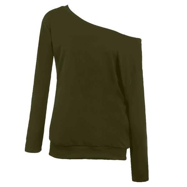 Women's New Fashion Style One Shoulder Soft Long Sleeve Top DailySale