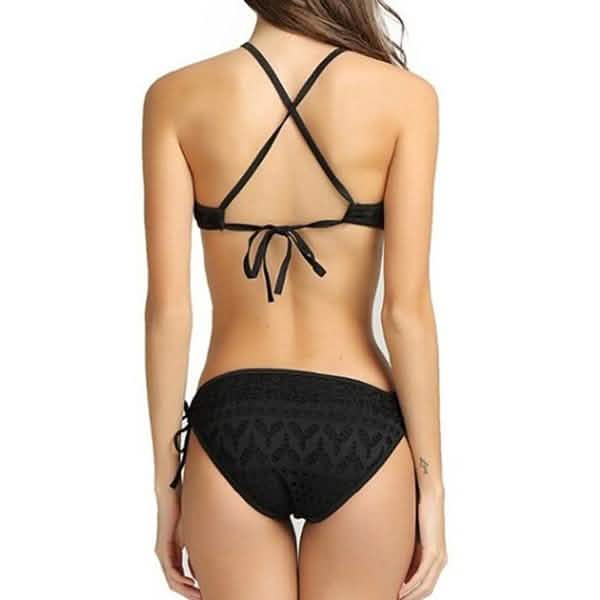 Women's One-Piece Bikini Solid Crochet Swimsuit DailySale
