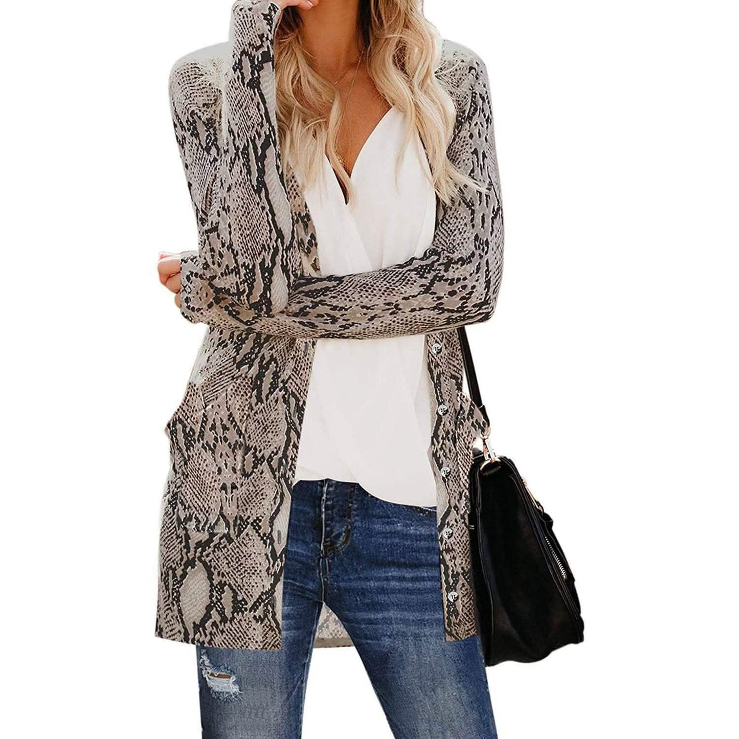 Women's Open Front Printed Cardigans Sweaters Thin Coats Jackets Outerwear DailySale