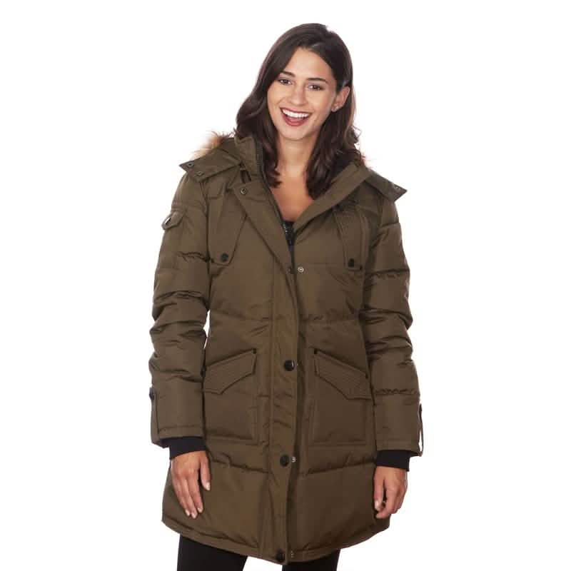 Women's Puffy Coat with Large Pockets and Faux Fur Hood DailySale