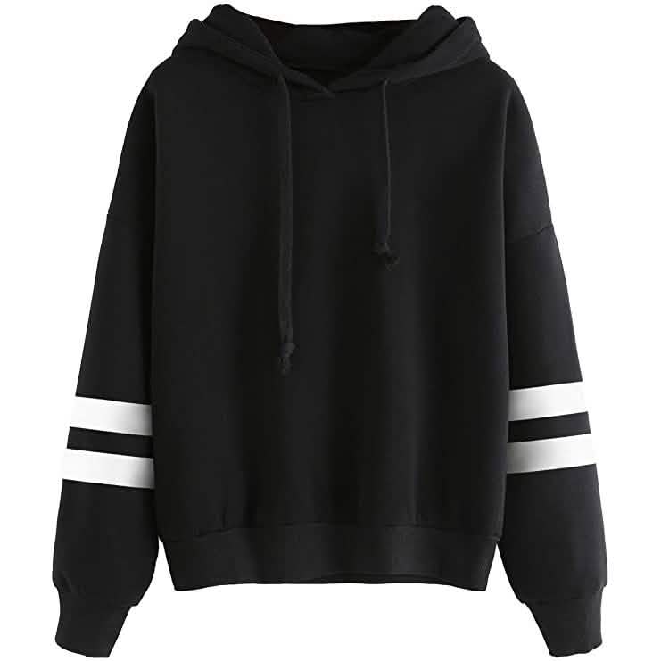 Women's Pullover Fleece Drop Shoulder Striped Hoodie DailySale