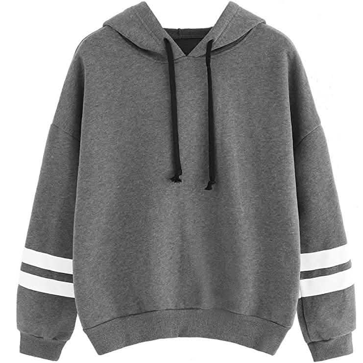 Women's Pullover Fleece Drop Shoulder Striped Hoodie DailySale