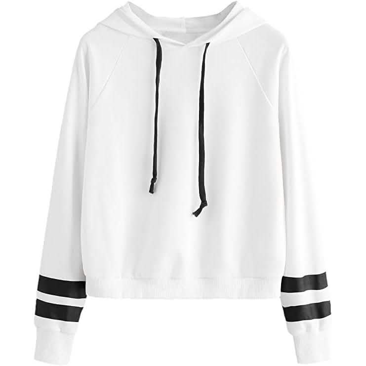 Women's Pullover Fleece Drop Shoulder Striped Hoodie DailySale