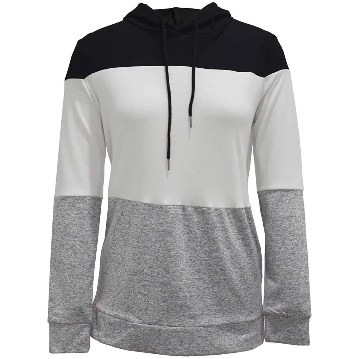 Women's Pullover Long Sleeve Fall Hoodies Color Block Tunics Loose Casual Sweatshirts DailySale