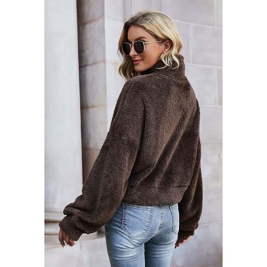 Women's Pullover Plain Quarter Zip Sweatshirt DailySale