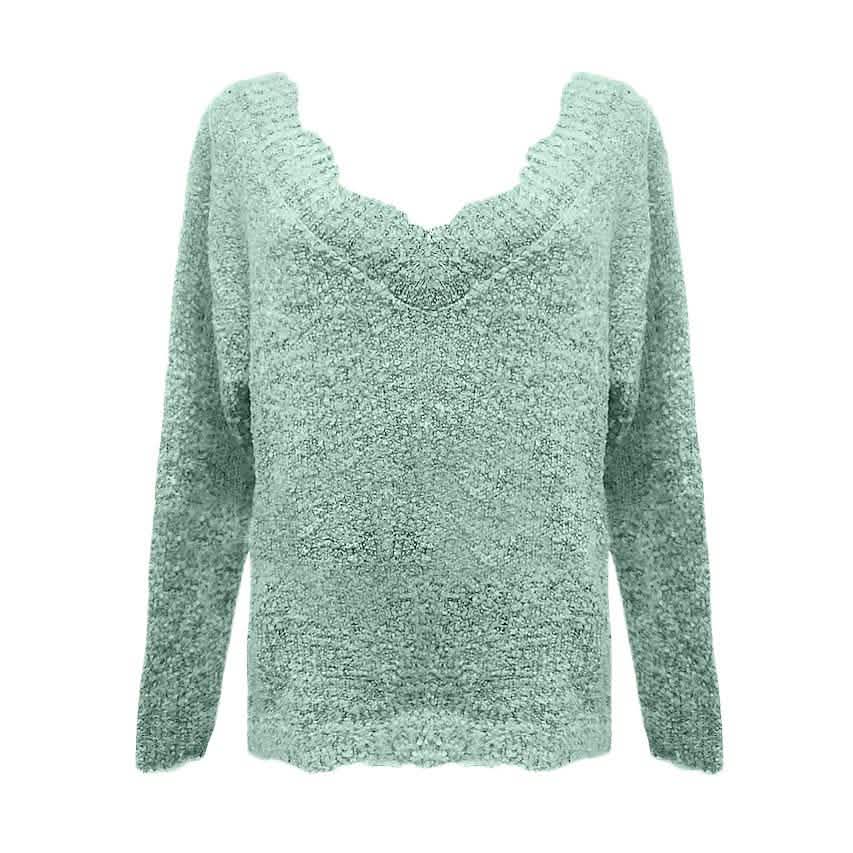 Women's Pullover Sweater Knitted Solid Colored Casual Acrylic Long Sleeve Loose Sweater Cardigans V Neck DailySale