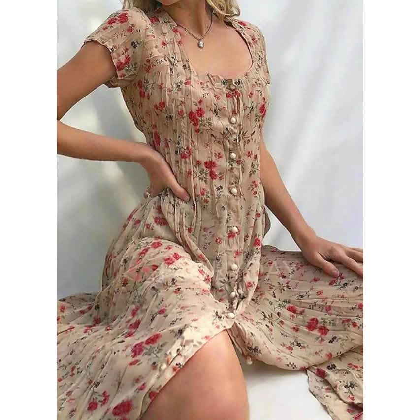 Women's Shift Short Sleeve Floral Print Dress DailySale