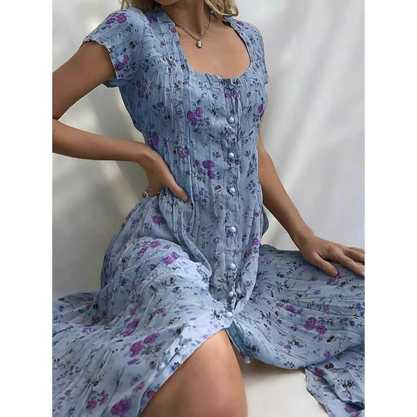 Women's Shift Short Sleeve Floral Print Dress DailySale