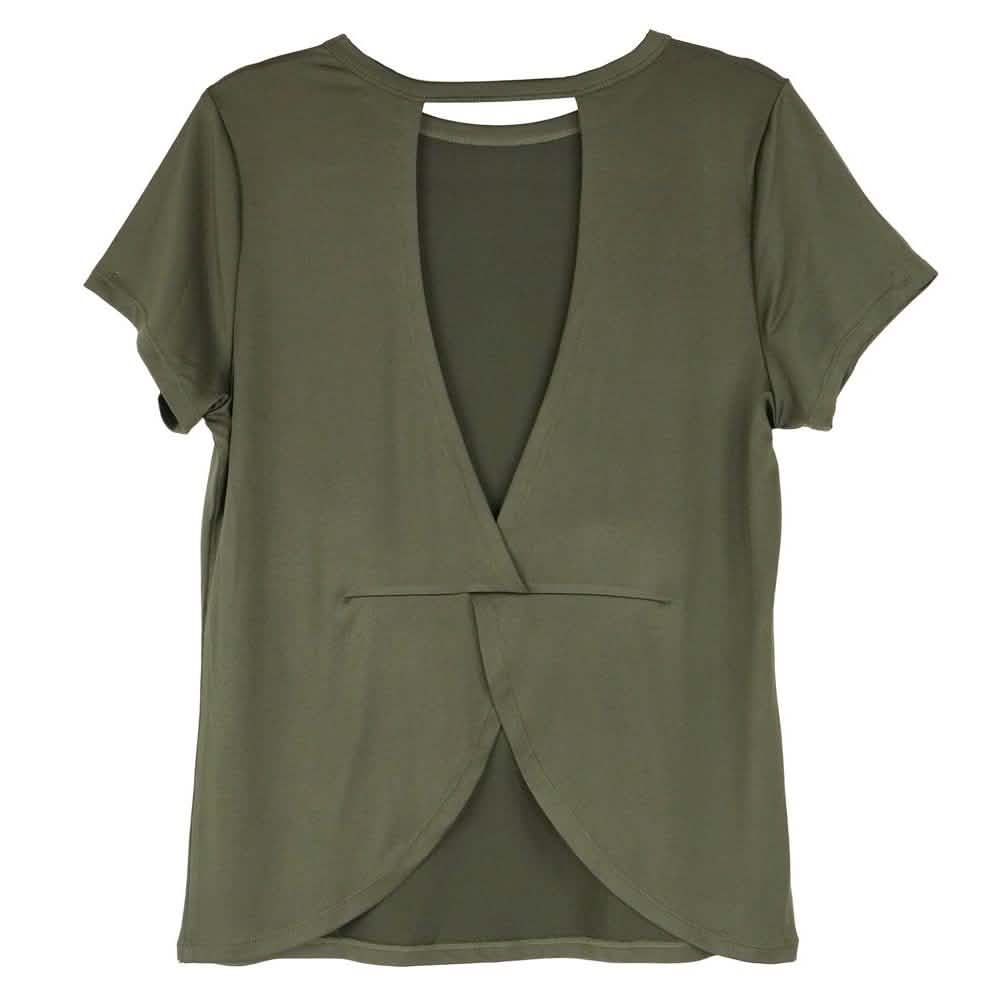 Women's Short Sleeve Criss Cross Open Back Solid T-Shirt Blouse DailySale
