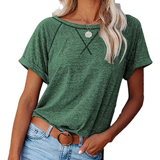 Women's Short Sleeve Raglan Crewneck T Shirts DailySale