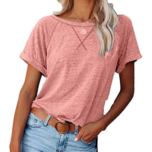 Women's Short Sleeve Raglan Crewneck T Shirts DailySale