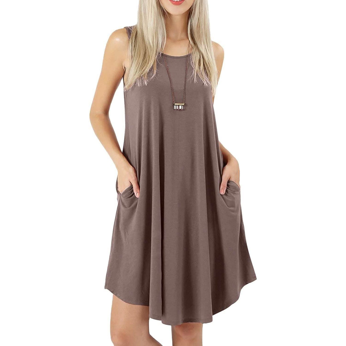 Women's Sleeveless Pockets Casual Swing T-Shirt Short Dresses DailySale