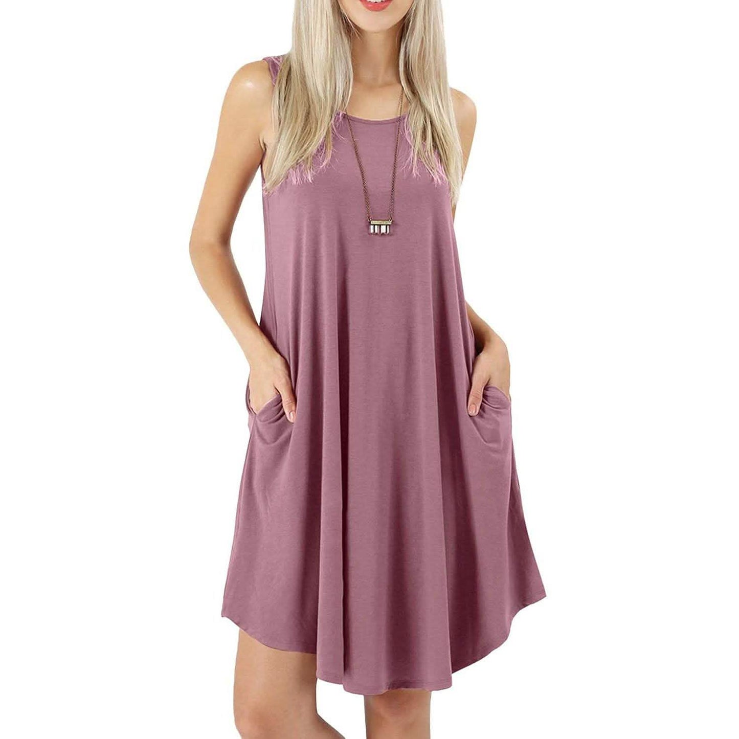 Women's Sleeveless Pockets Casual Swing T-Shirt Short Dresses DailySale