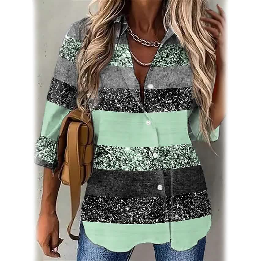 Women's Striped Casual Long Sleeve Shirt DailySale