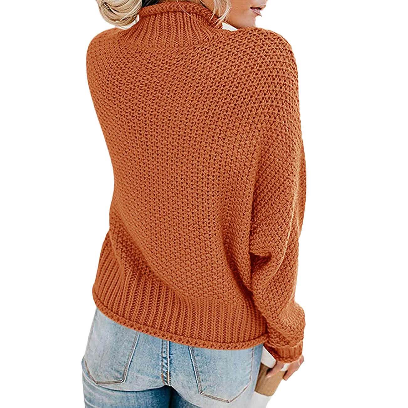 Women's Turtleneck Batwing Sleeve Loose Oversized Chunky Knitted Pullover Sweater Jumper Tops DailySale