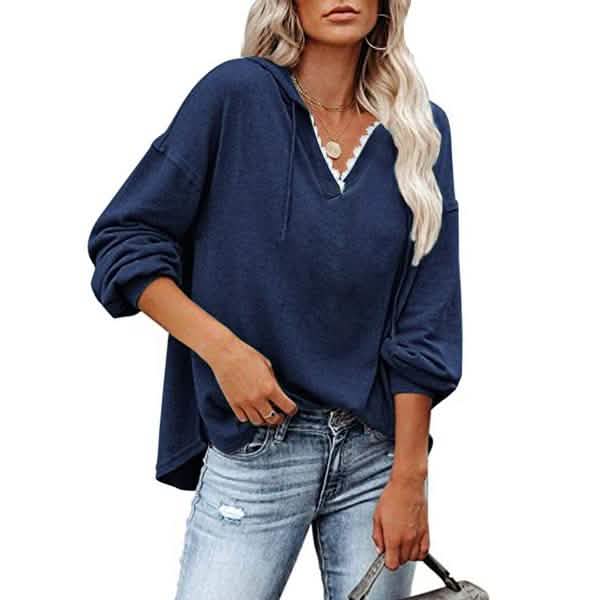 Women's V-neck Pullover Hoodie Sweater DailySale