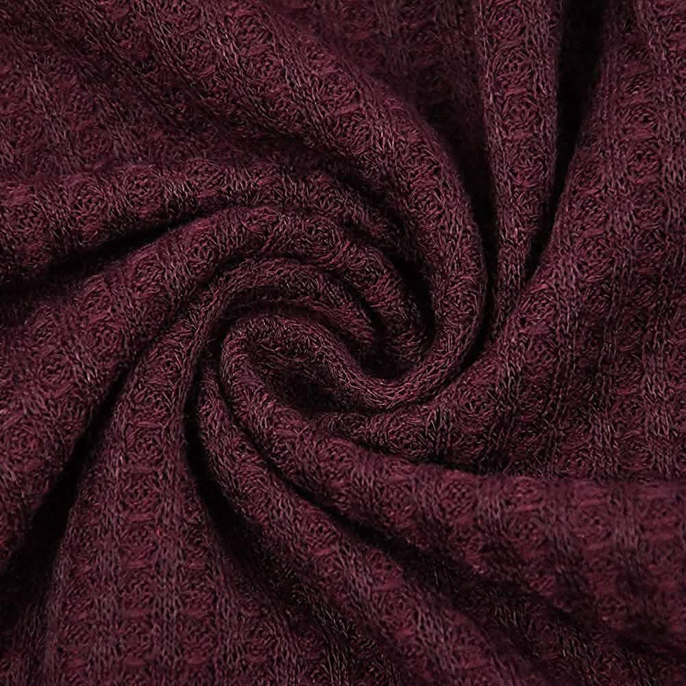 Womens Waffle Knit Tunic Blouse Tie Knot Henley Tops DailySale