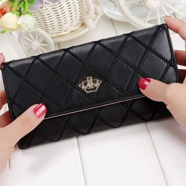 Womens Wallets Purses Plaid PU Leather Long Wallet Hasp Phone Bag DailySale