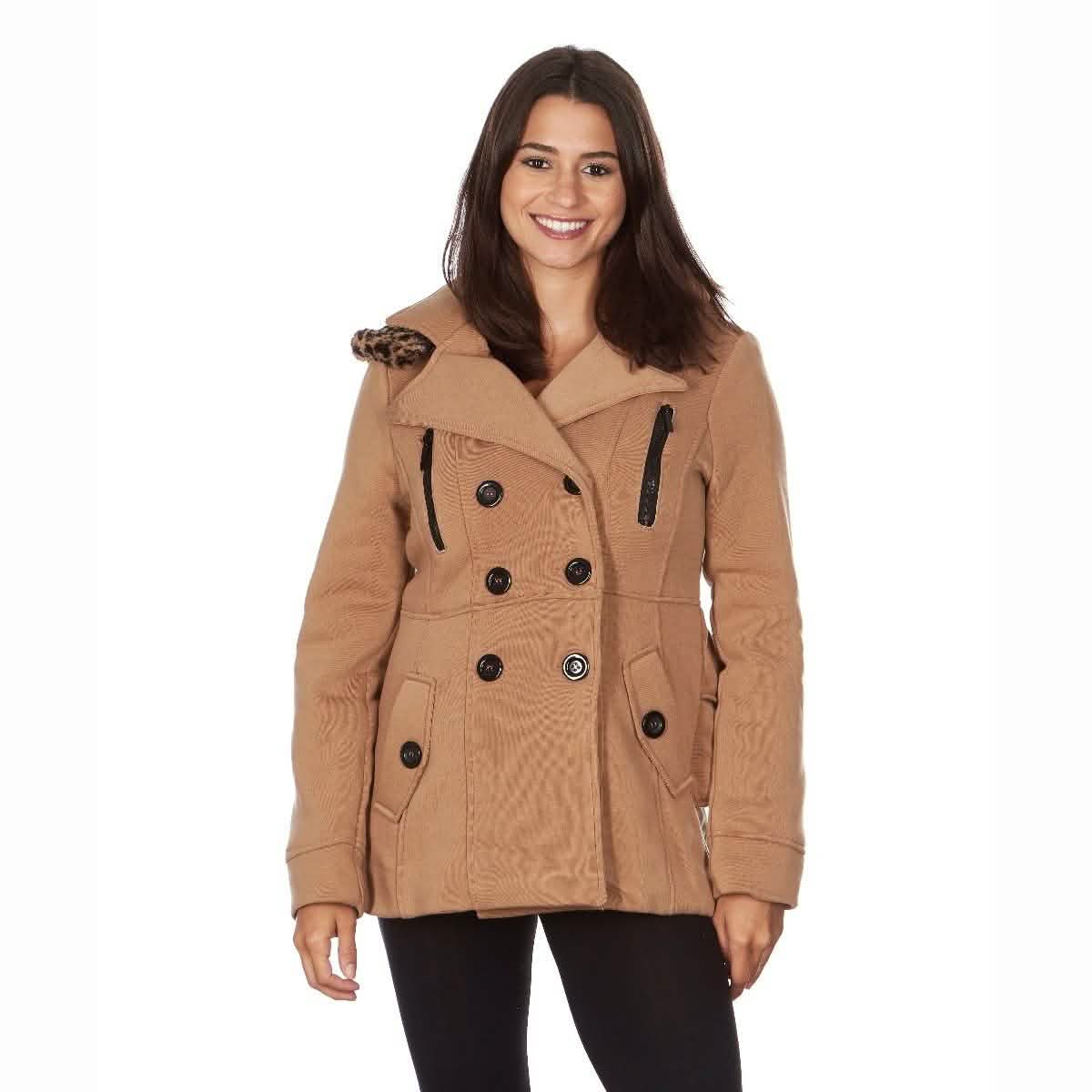 Yoki Women's Leopard Faux Fur Hooded Fleece Coat DailySale