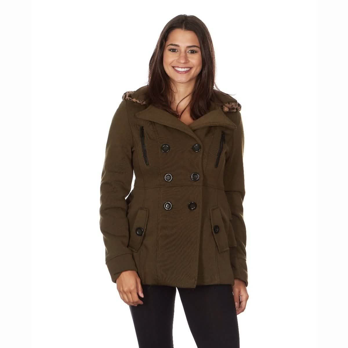 Yoki Women's Leopard Faux Fur Hooded Fleece Coat DailySale
