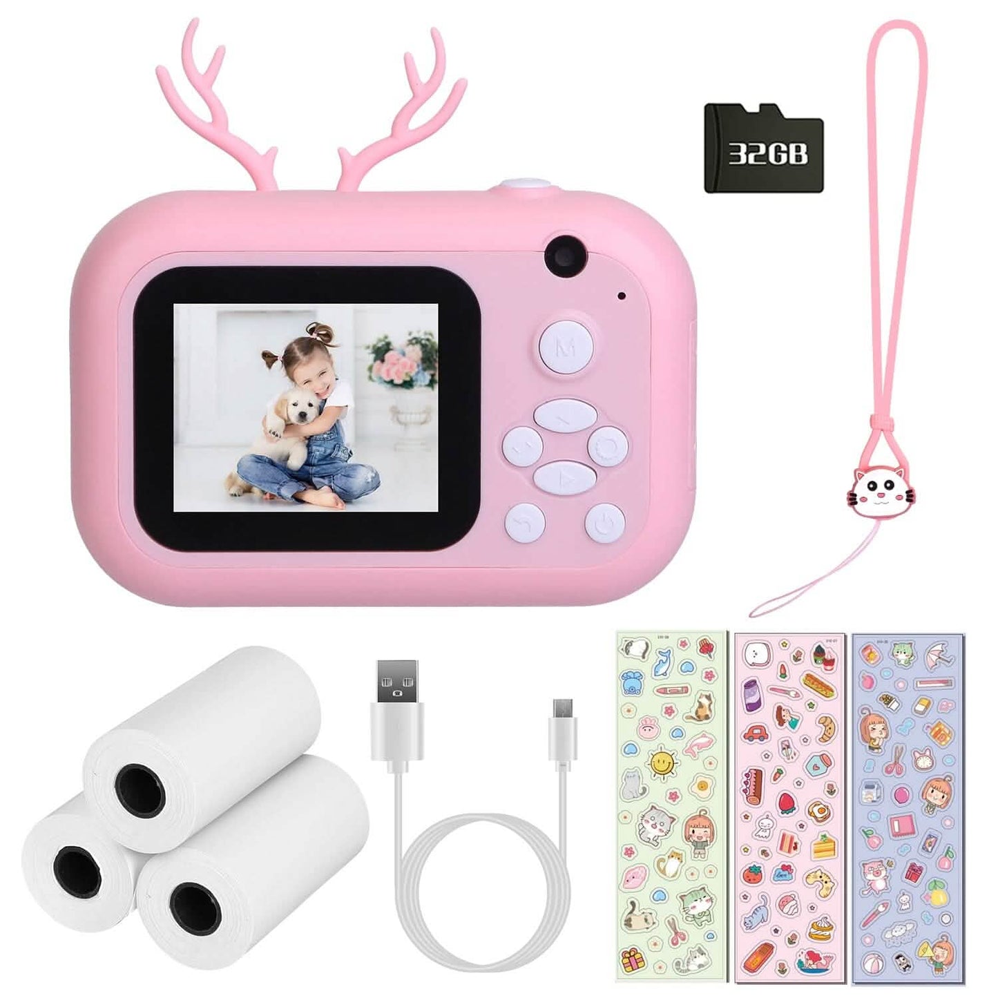 Zero Ink Selfie Camera 1080P HD Video Recorder with Dual Lens 3 Roll Print Papers DailySale