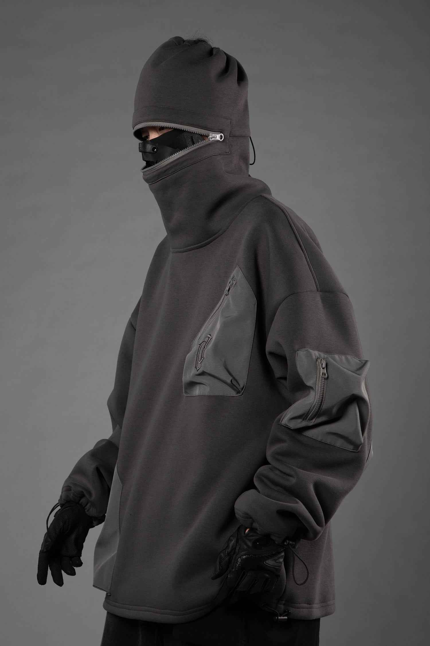 HiH33 Grey Utility Hoodie