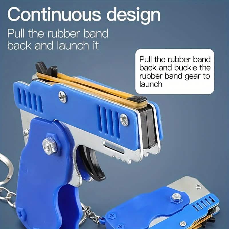 Foldable Metal Rubber Band Launcher Toy Keychain DailySale
