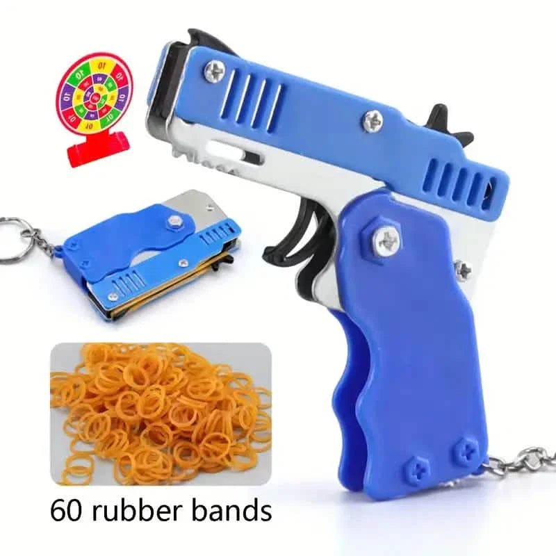 Foldable Metal Rubber Band Launcher Toy Keychain DailySale