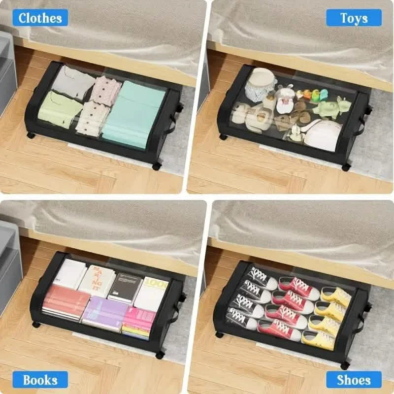 Under-Bed Storage Drawer with Wheels Multipurpose with Clear Window & Label DailySale