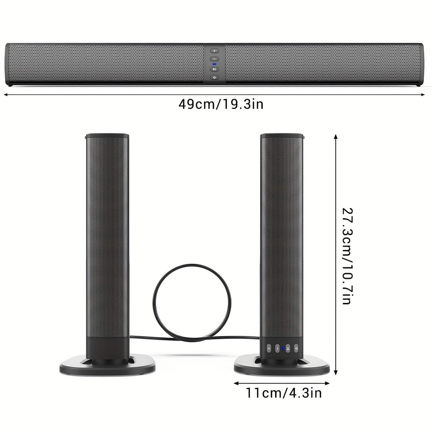 Wireless Soundbar for TV – 2-in-1 Detachable Bluetooth Speaker DailySale