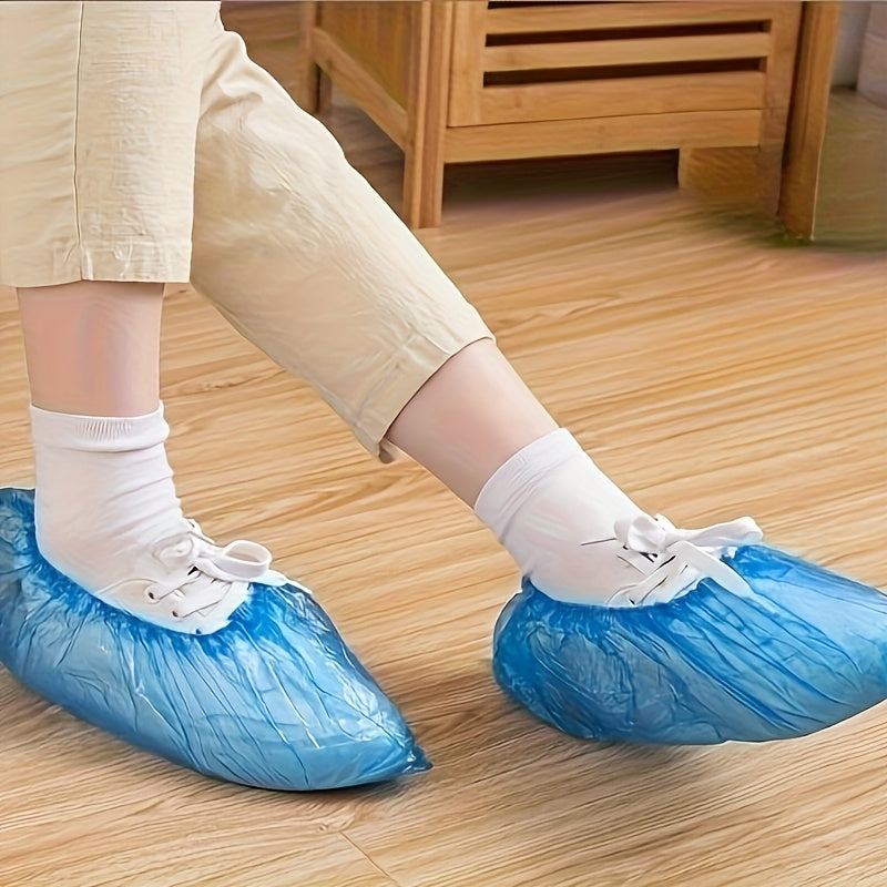 100-Pack: Disposable Plastic Shoe Covers – Waterproof & Slip-Resistant DailySale