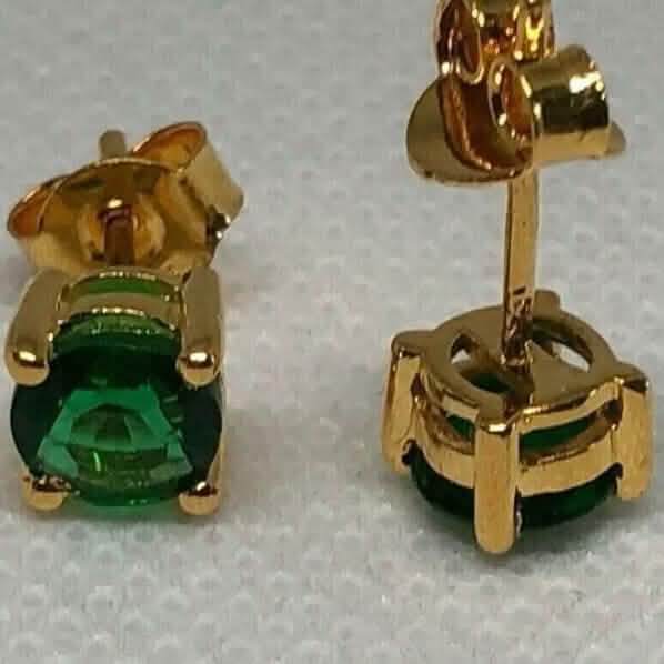 1 Ct Natural Green Emerald Round Cut Women's Stud Earrings 14K Real Yellow Gold DailySale