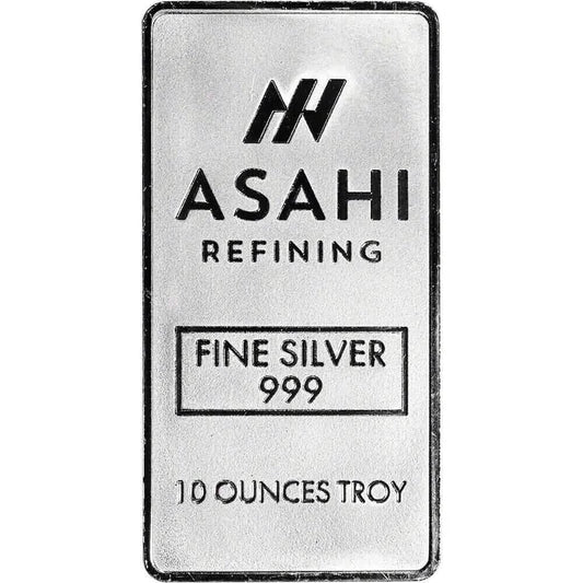 10 oz. Silver Bar - Asahi Refining - .999 Fine Silver in Sealed Protective Plastic DailySale