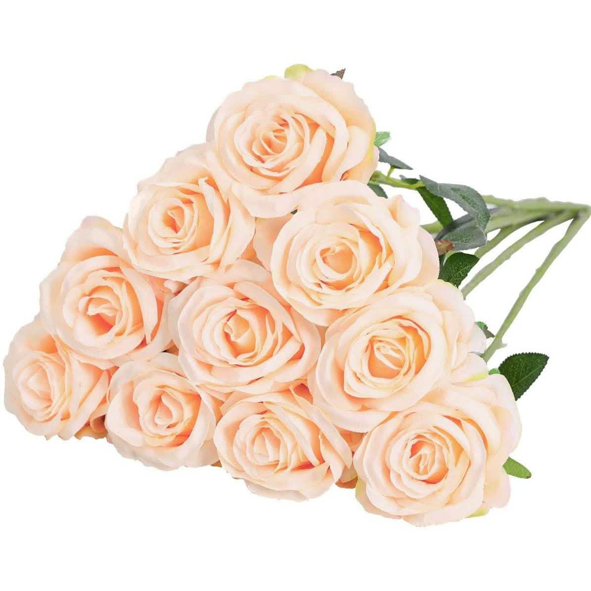 10-Pack: Nubry Artificial Silk Rose Flower Bouquet DailySale