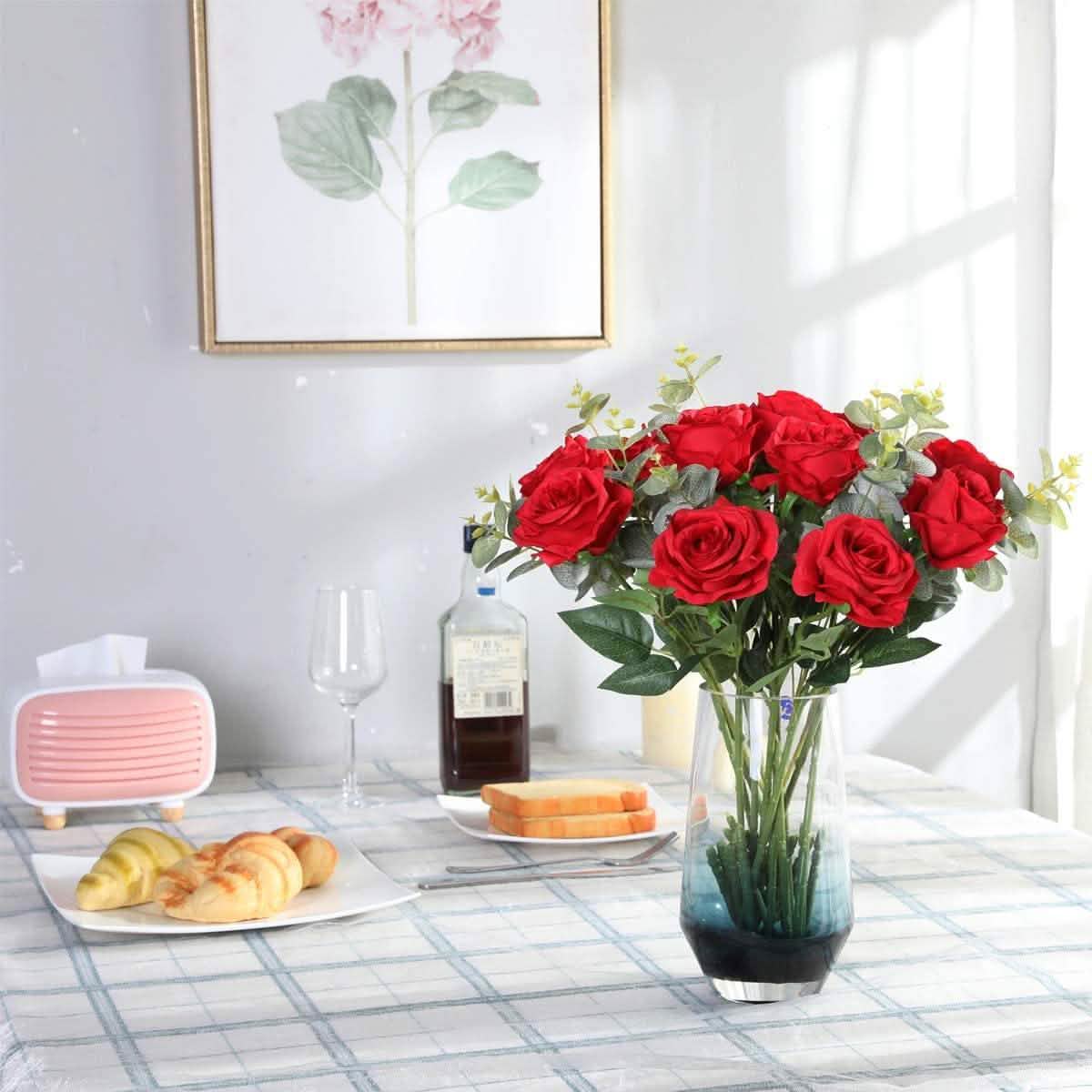 10-Pack: Nubry Artificial Silk Rose Flower Bouquet DailySale