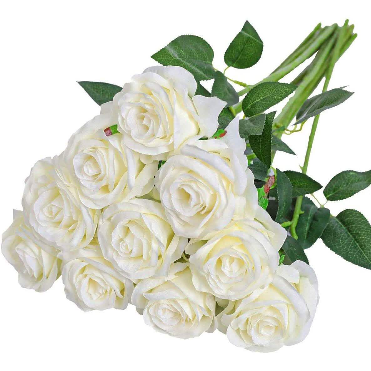 10-Pack: Nubry Artificial Silk Rose Flower Bouquet DailySale