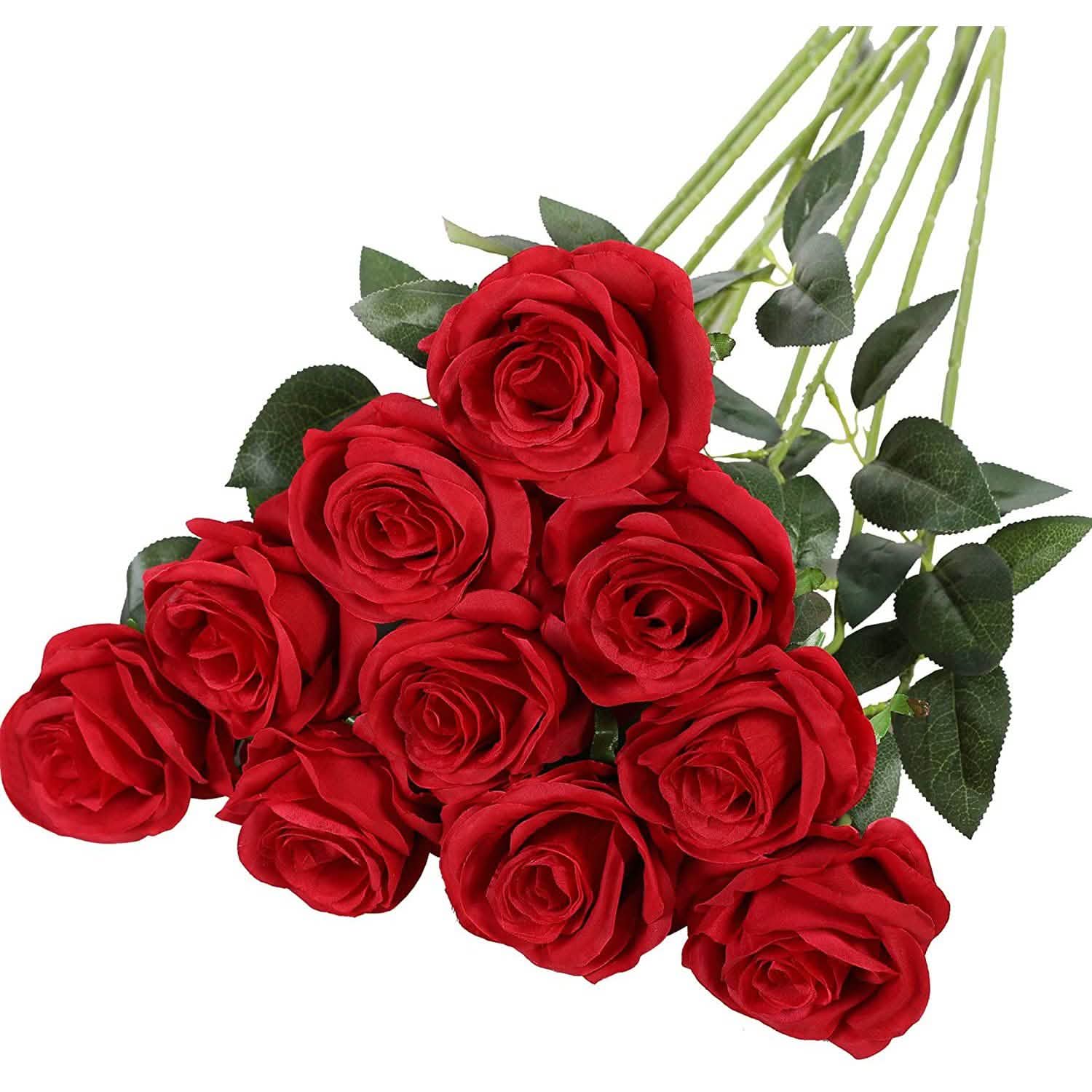 10-Pack: Nubry Artificial Silk Rose Flower Bouquet DailySale
