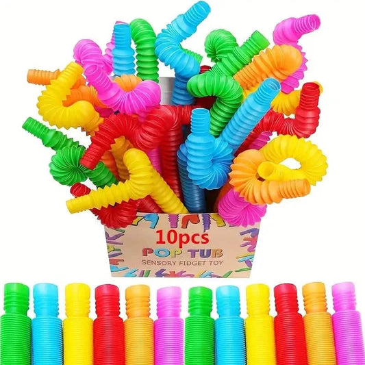 10-Pack: Sensory Pop Plastic Fidget Tubes Toy Set DailySale