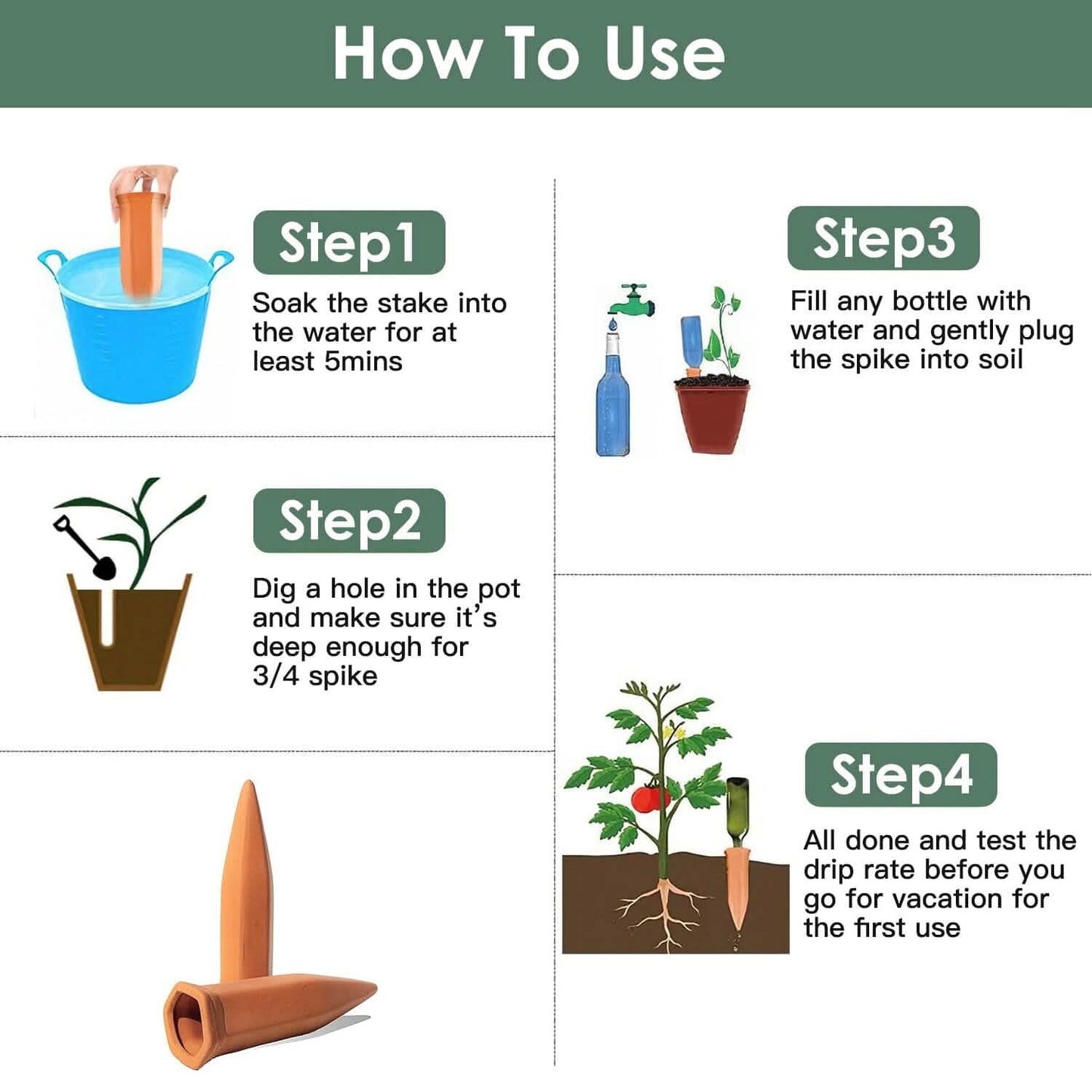 10-Pack: Spikes Teracotta Plant Watering Device DailySale