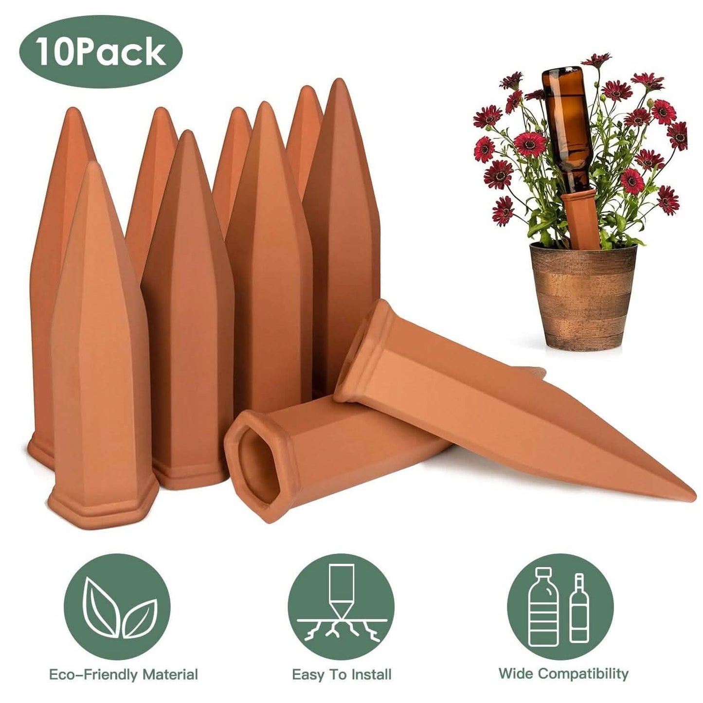 10-Pack: Spikes Teracotta Plant Watering Device DailySale