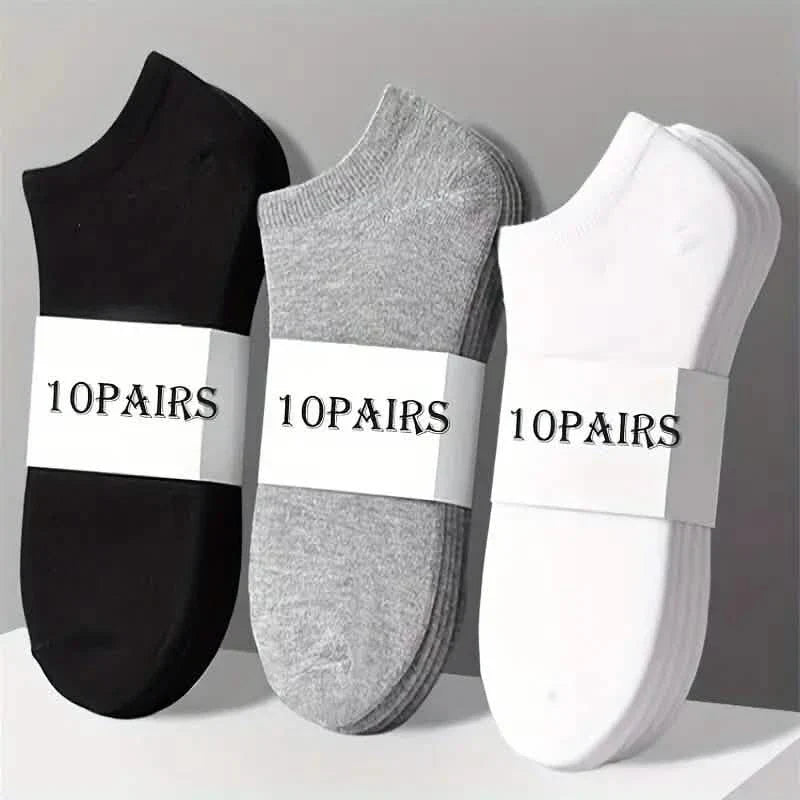 10-Pairs: Men's Solid Sport Low Cut Socks, Breathable Sweat-absorbing Comfy Soft Casual Simple Style Socks DailySale
