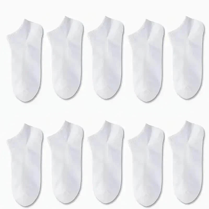 10-Pairs: Men's Solid Sport Low Cut Socks, Breathable Sweat-absorbing Comfy Soft Casual Simple Style Socks DailySale
