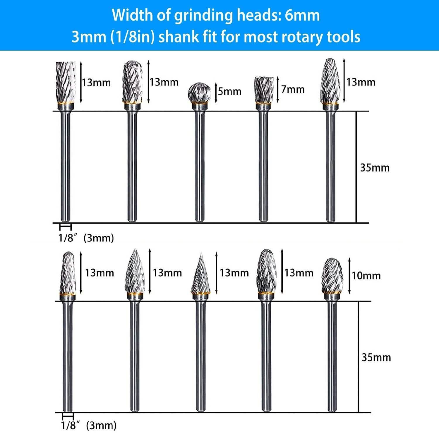 10-Piece: Double Cut Carbide Rotary Die Grinder Bit Set DailySale